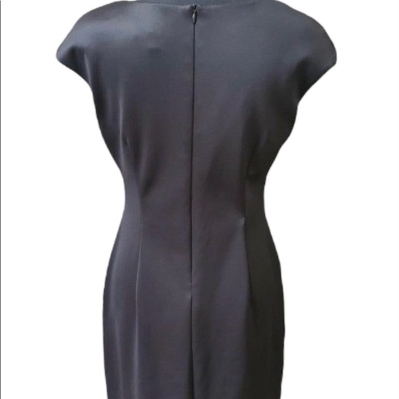 CONNECTED APPAREL Split V-Neck Black & Nude Floral Lace Overlay Detail Dress - Picture 4 of 11